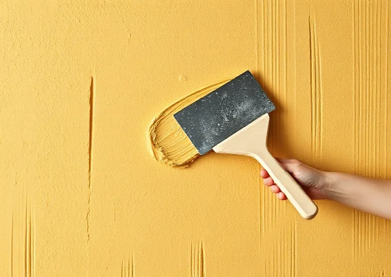 Application d'un enduit décoratif à la lisseuse sur un mur