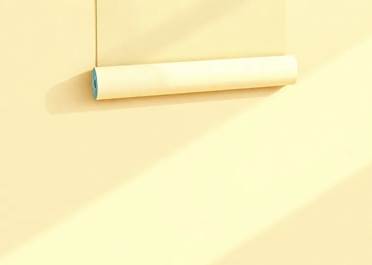 Pose de papier peint, rouleau et brosse à maroufler